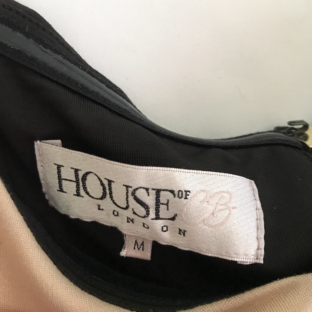 House of CB | Rodene Two-Tone Black & Tan Dress | Size Medium - Picture 6 of 6